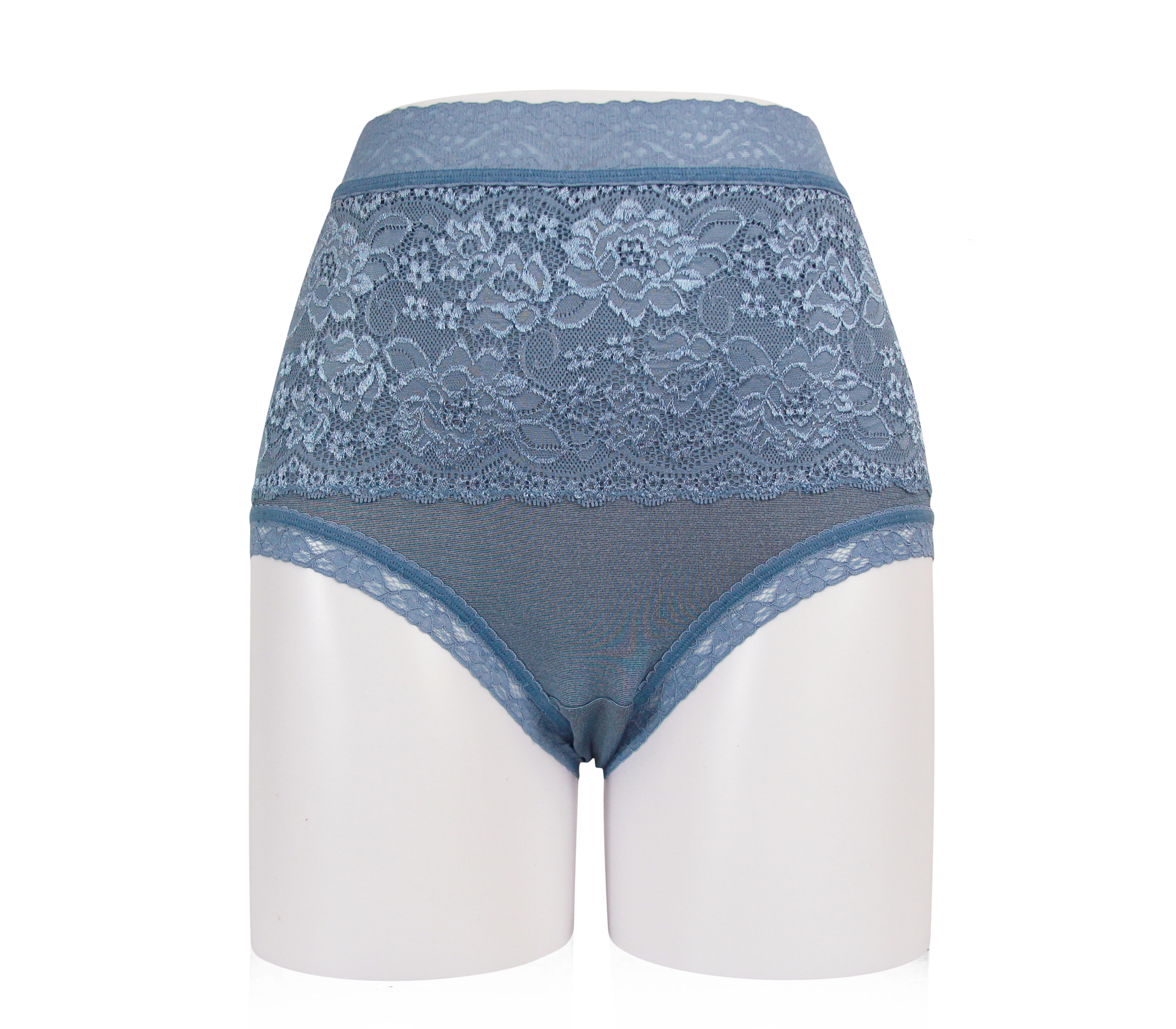 闕蘭絹奢華蕾絲碘紗蠶絲高腰褲 - M8803 (藍)