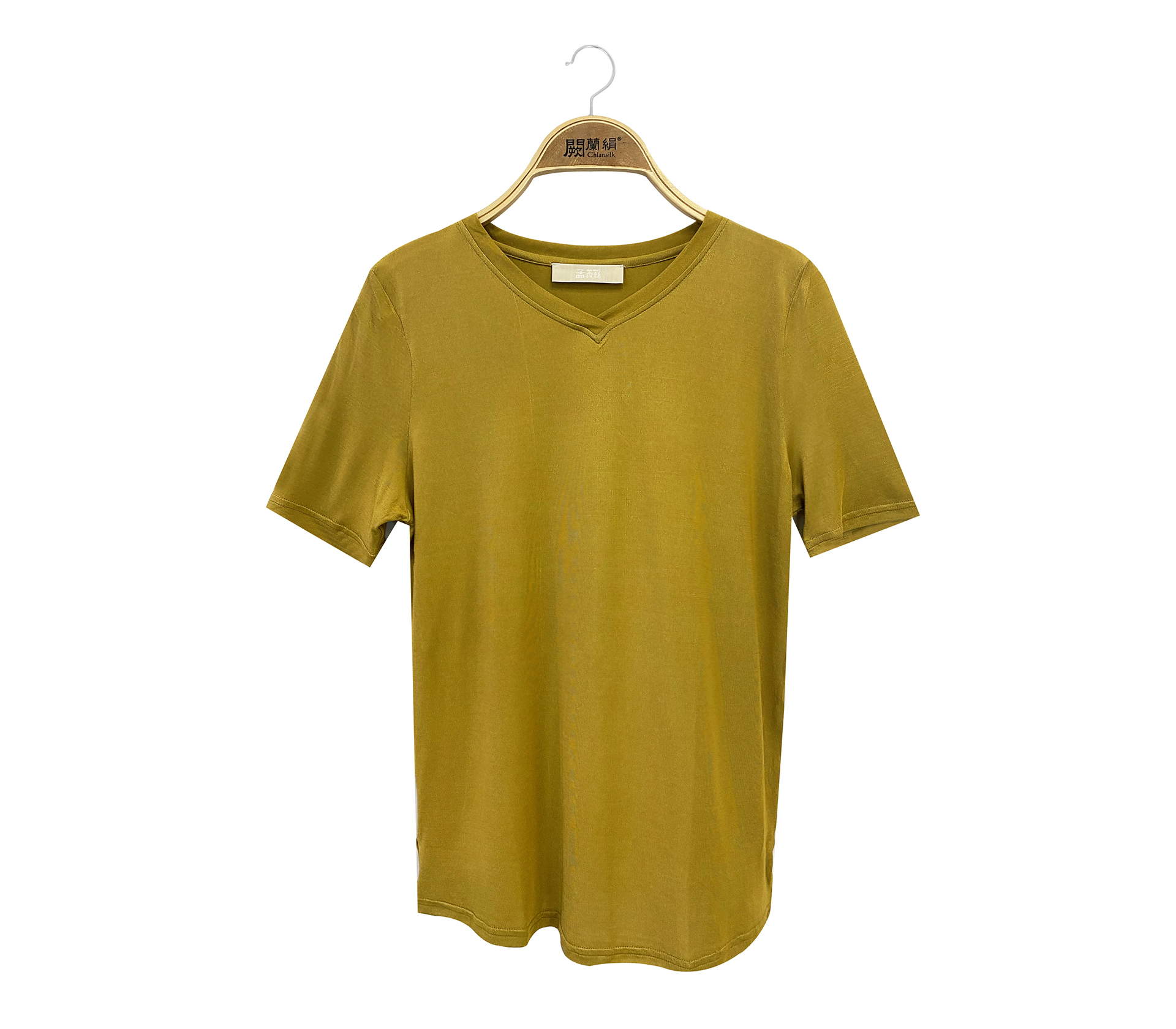 孟真絲石墨烯蠶絲V領短袖上衣 - M9911-1(黃色)