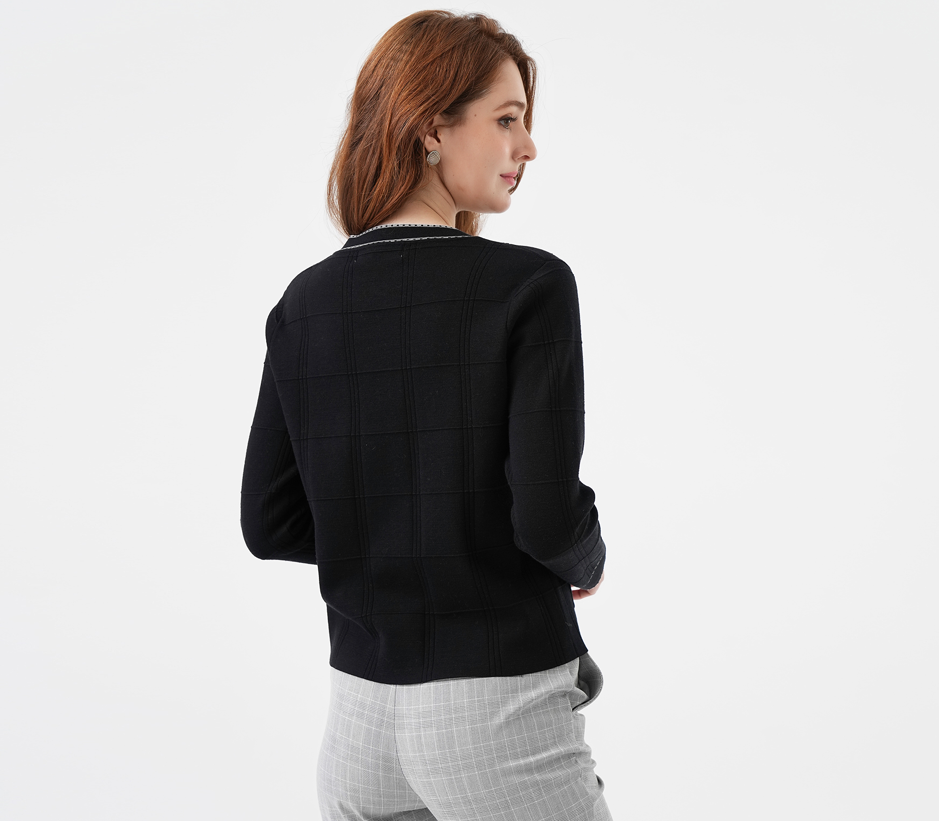 闕蘭絹小香風蠶絲外套 - 黑色 - 6676