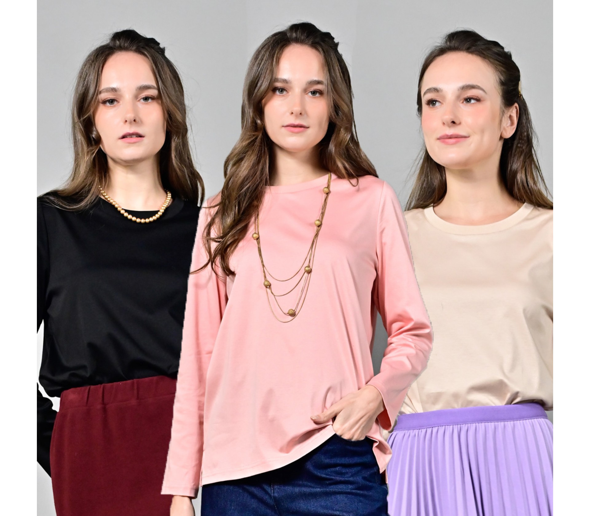 闕蘭絹時尚簡約舒適100%匹馬棉長袖上衣-6733