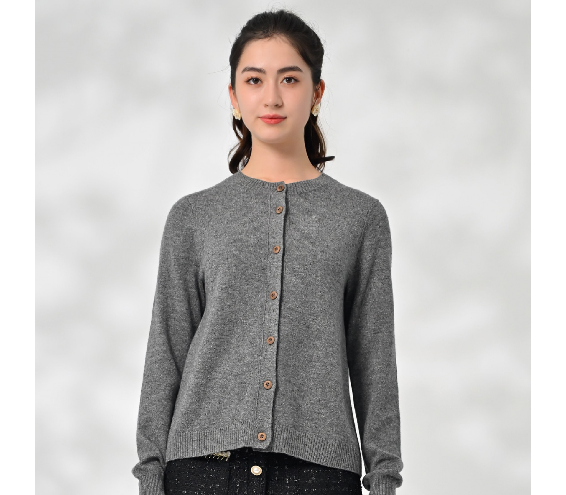 御絹坊真絲精紡初剪羊毛外套-6783(灰)