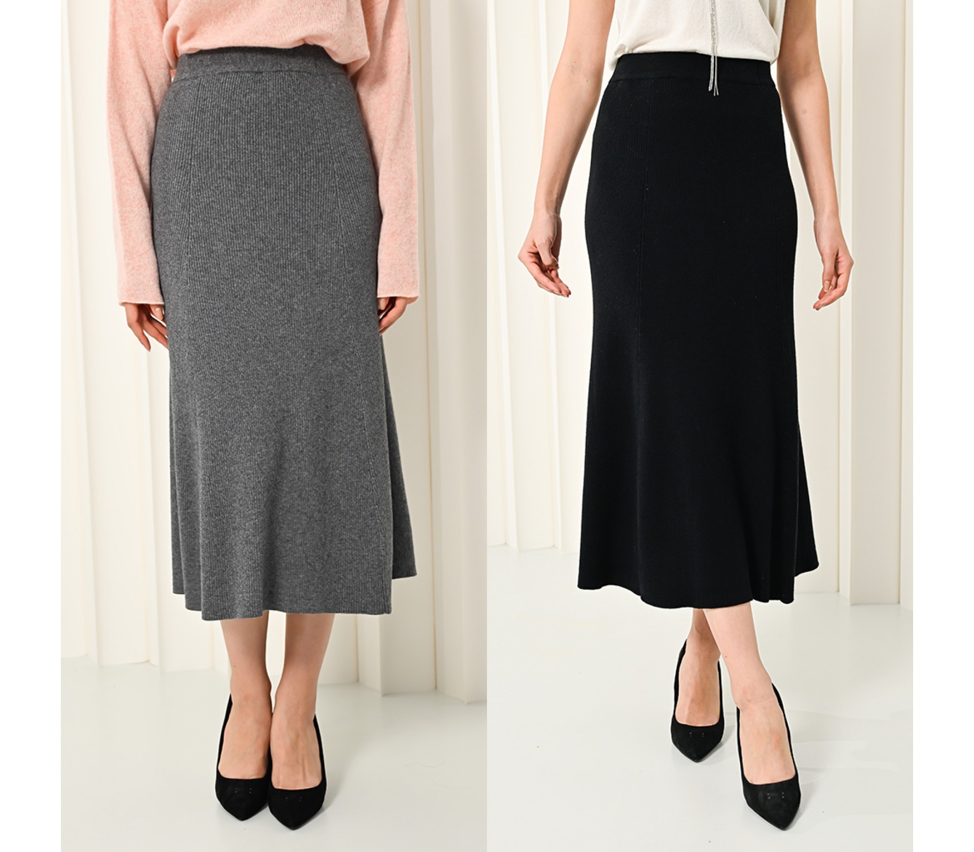 御絹坊鄧肯高磅羊毛修身裙組-6788(2件組)