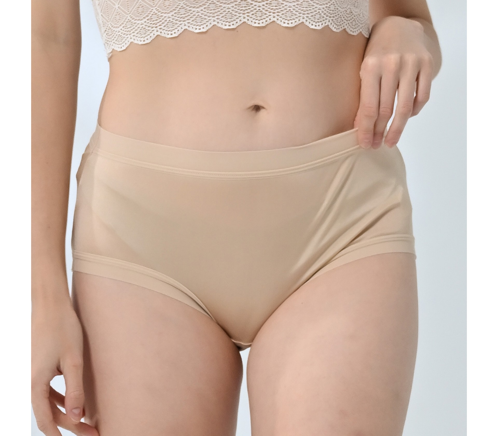 闕蘭絹經典素面40針100%蠶絲中高腰內褲-88446-1(膚色)