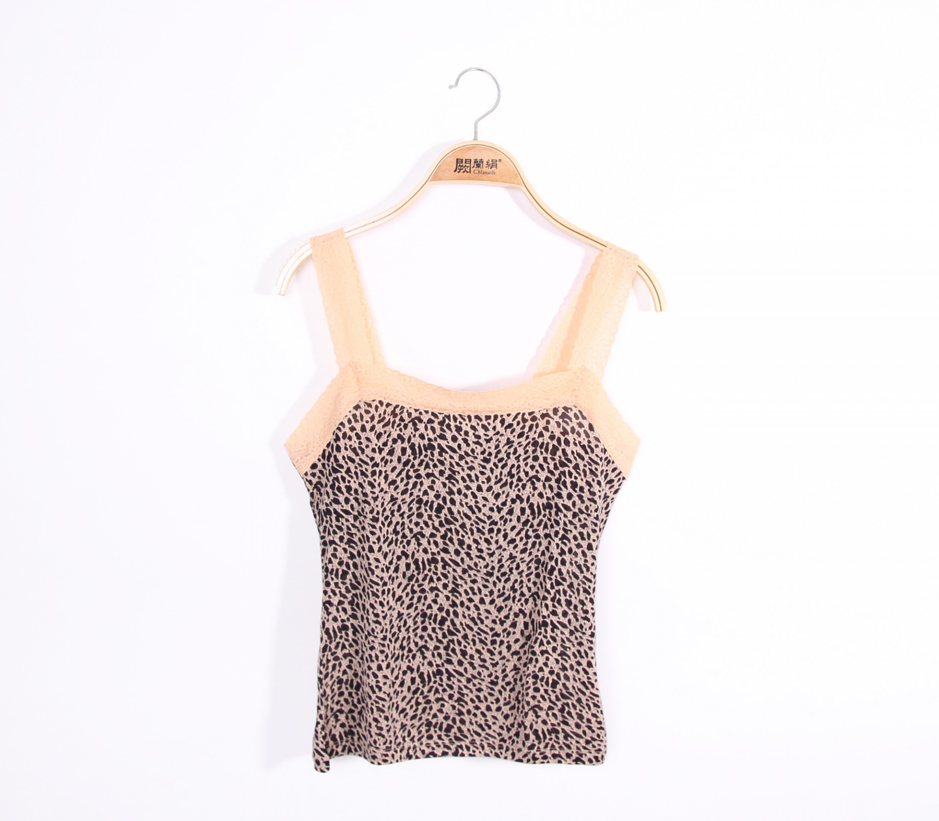 闕蘭絹親膚美型豹紋100%蠶絲背心-9910-2(卡其)